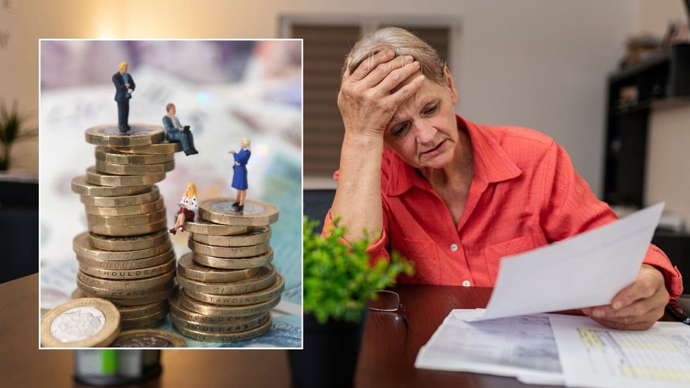 Pensioner looking stressed and pounds