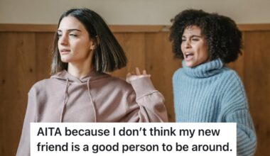 A handbag with a caption that reads "AITA for refusing to let my friend borrow my new bag?"