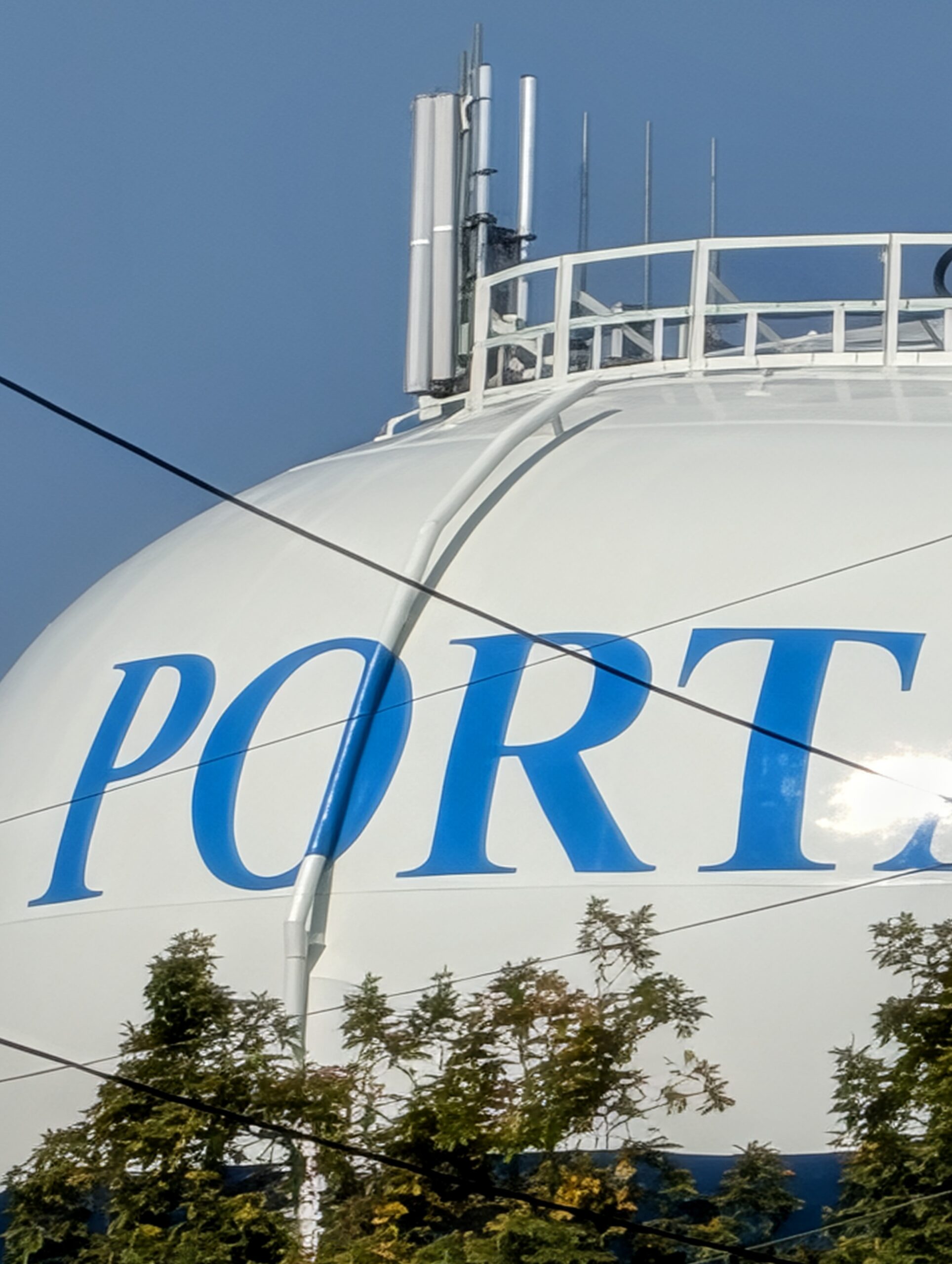 Telephoto camera sample of water tower, taken with the Pixel 10 Pro.