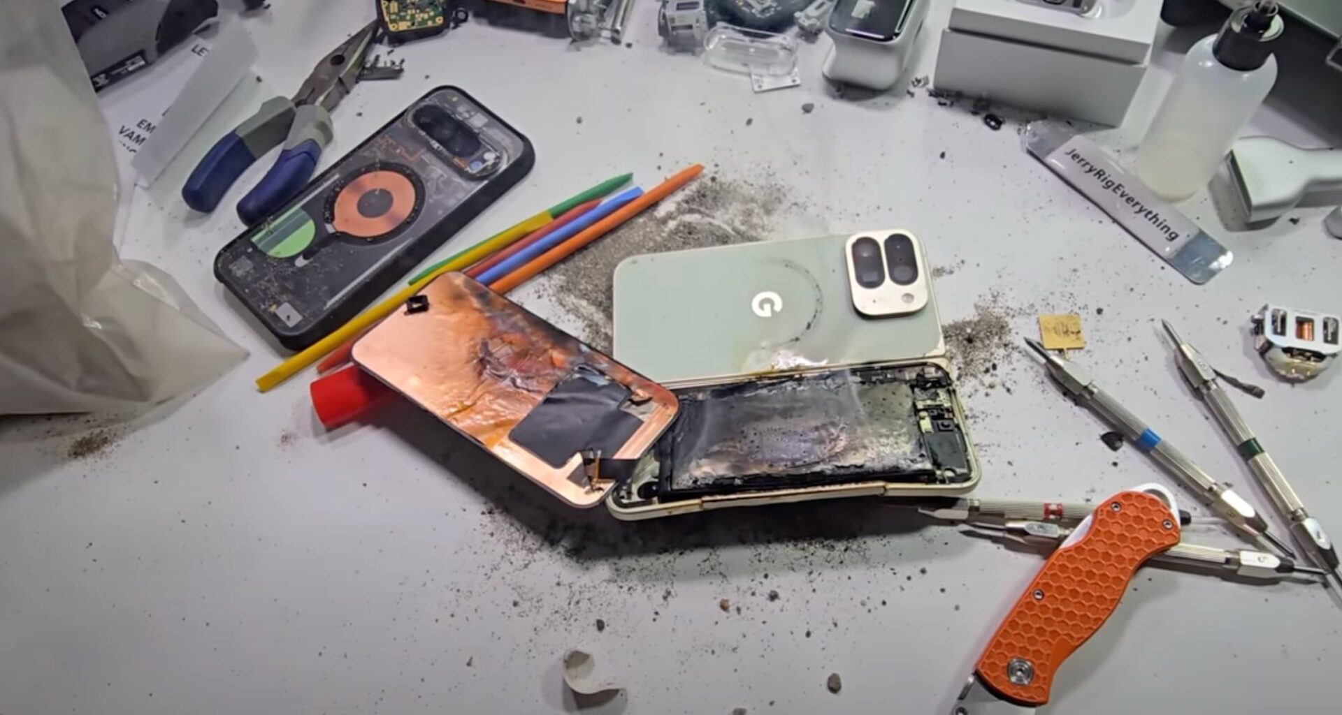 Google Pixel 10 Pro Fold Catastrophically Fails Bend Test, Ends Up a Charred Mess