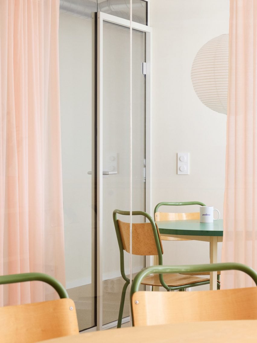 Chairs in Podimo Norway office by Omhu Projects