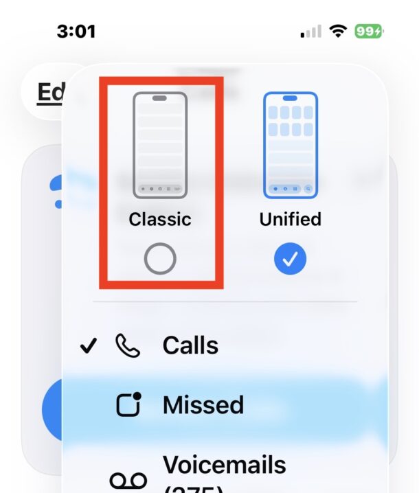 Revert to the Classic Phone app design on iPhone with iOS 26