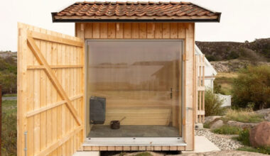 untreated wooden cladding wraps sauna sövall in sweden