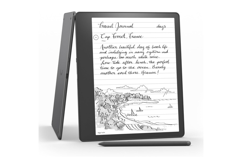 A tablet with a stylus