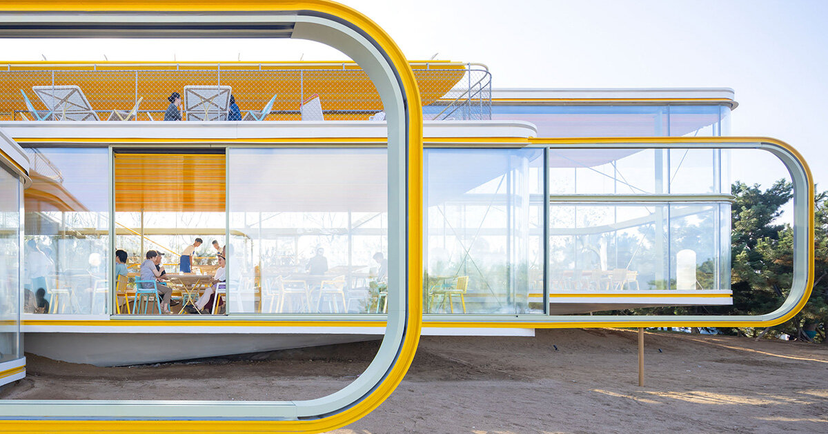 selgascano forms café of three glass pavilions on the chinese coast