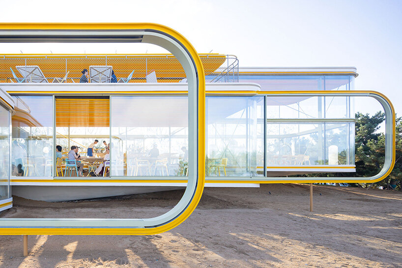 selgascano composes transparent seaside café from three parallel glass volumes in china