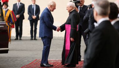 King's Vatican visit: Red carpet rolled out as Pope Leo welcomes King for historic moment | UK News