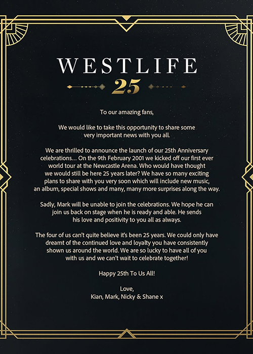 Pic: Westlife/Instagram