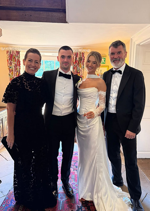 Roy Keane with his son Aidan Keane and his wife on their wedding day. Pic: Roy Keane/Instagram