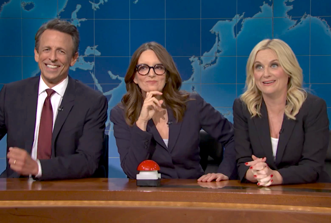 'SNL' Amy Poehler Tina Fey Seth Meyers Weekend Update Joke Off Video