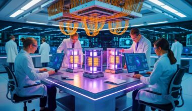 Illustration of researchers developing a new method for error correction in quantum computing using hypercubes.