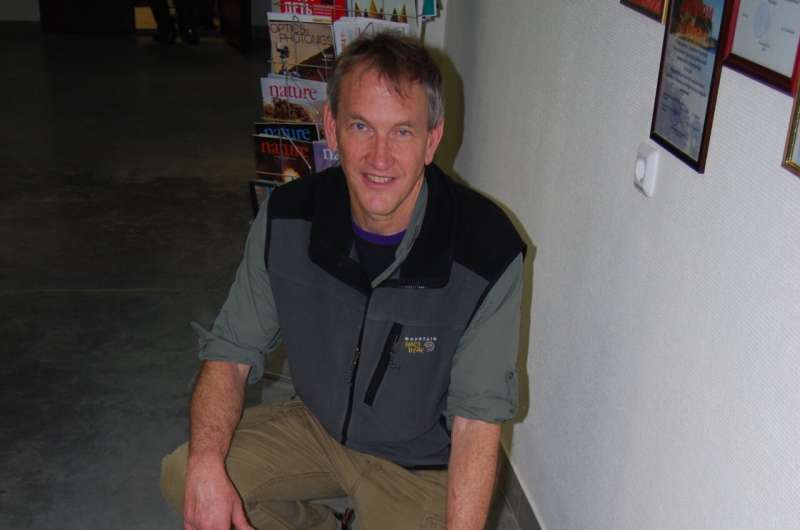 During the filming of a NOVA documentary "Meteor Strike" two weeks after the Chelyabinsk airburst, Mark Boslough notices the Tsarev Meteorite, which fell in Russia on Dec. 6, 1922, on the floor of a meteoritics lab in Yekaterinburg where the freshly fallen Chelyabinsk meteorites were being analyzed. Credit: Mark Boslough UNM research suggests Halloween fireballs could signal increased risk of cosmic impact or airburst in 2032 and 2036