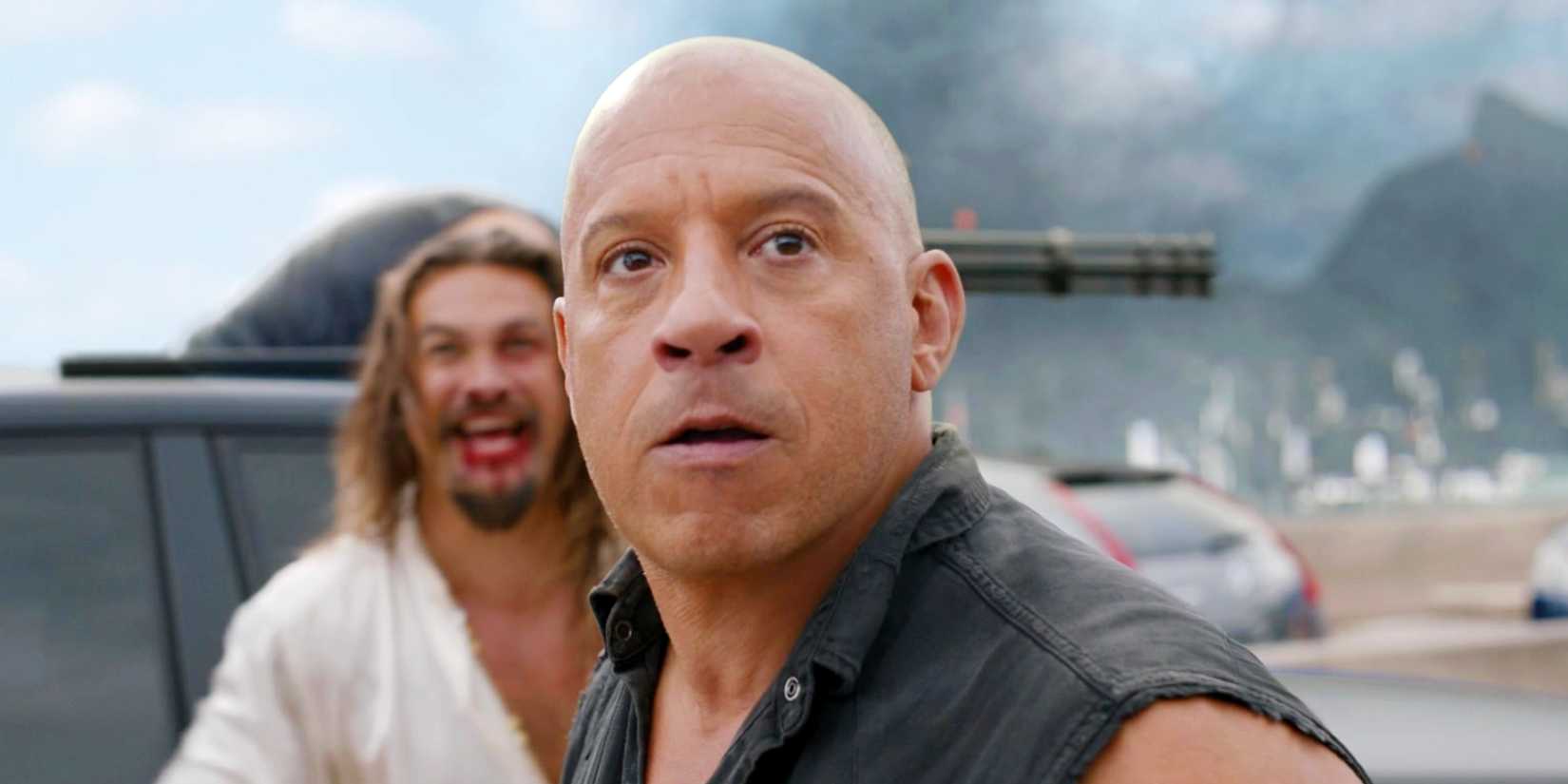 Vin Diesel looking shocked as Dom Toretto in Fast X