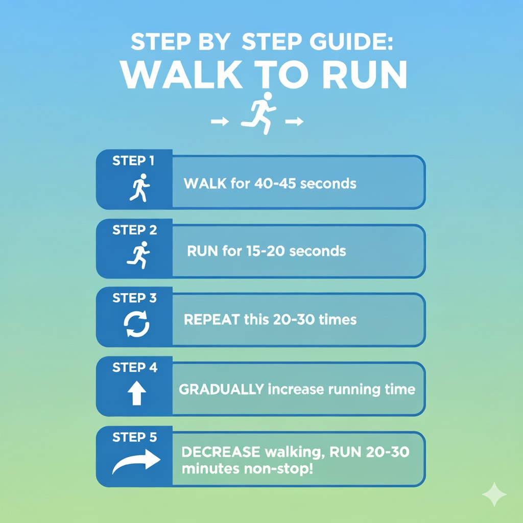 The fitness coach provides instructions to comfortably transition from walking to running.(Image generated by Google Gemini)