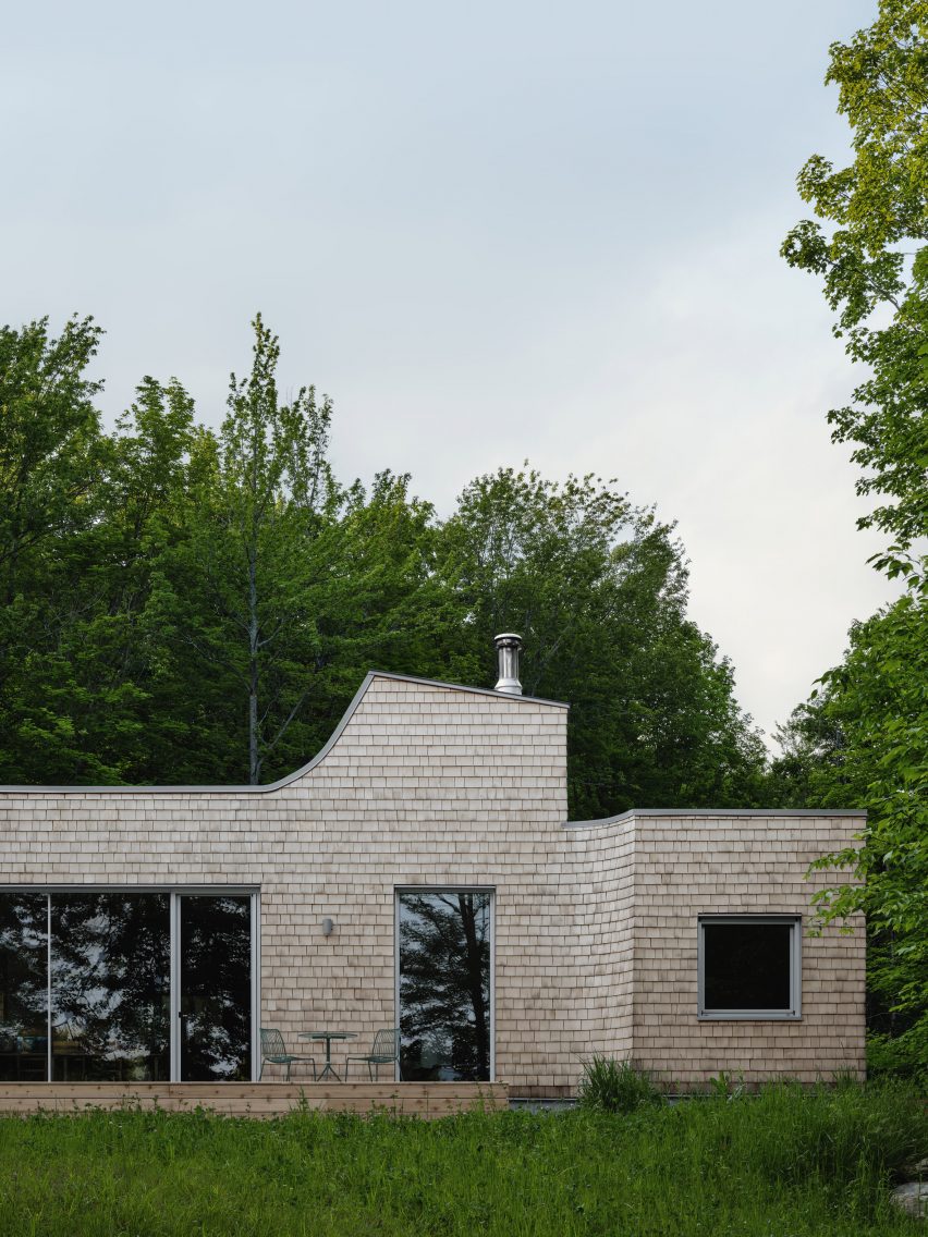 Rear view of Waterhouse clad with shingles