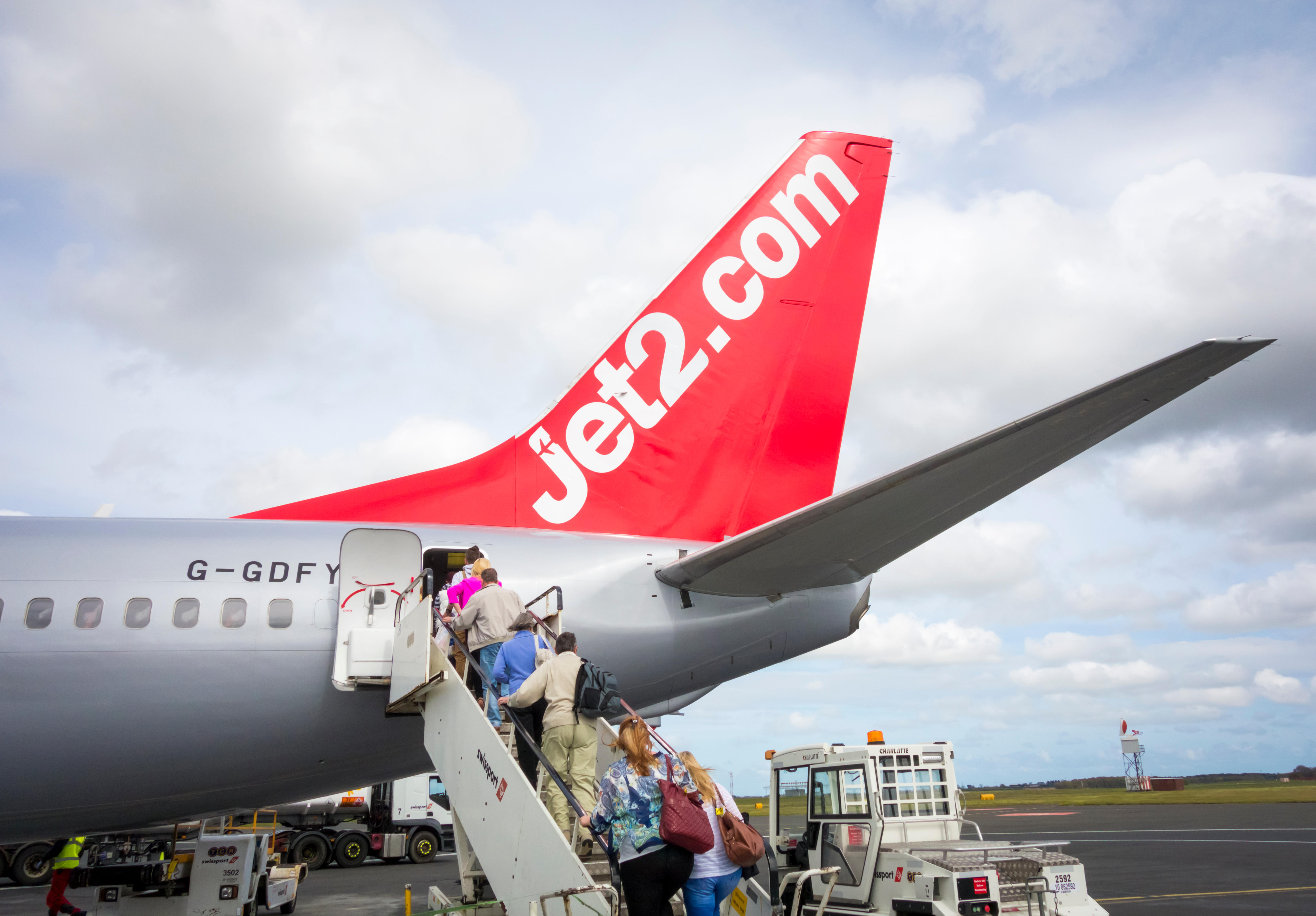 A Jet2 plane at Newcastle airport