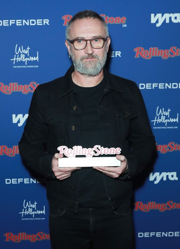 LONDON, ENGLAND - NOVEMBER 20: Noel Hogan of The Cranberries with The Icon Award poses in the winners room at the Rolling Stone UK Awards 2025 at The Roundhouse on November 20, 2025 in London, England. (Photo by Dave Benett/Getty Images)
