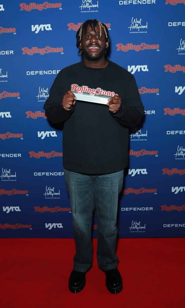 LONDON, ENGLAND - NOVEMBER 20: Myles Smith with The Breakthrough Award poses in the winners room at the Rolling Stone UK Awards 2025 at The Roundhouse on November 20, 2025 in London, England. (Photo by Dave Benett/Getty Images)