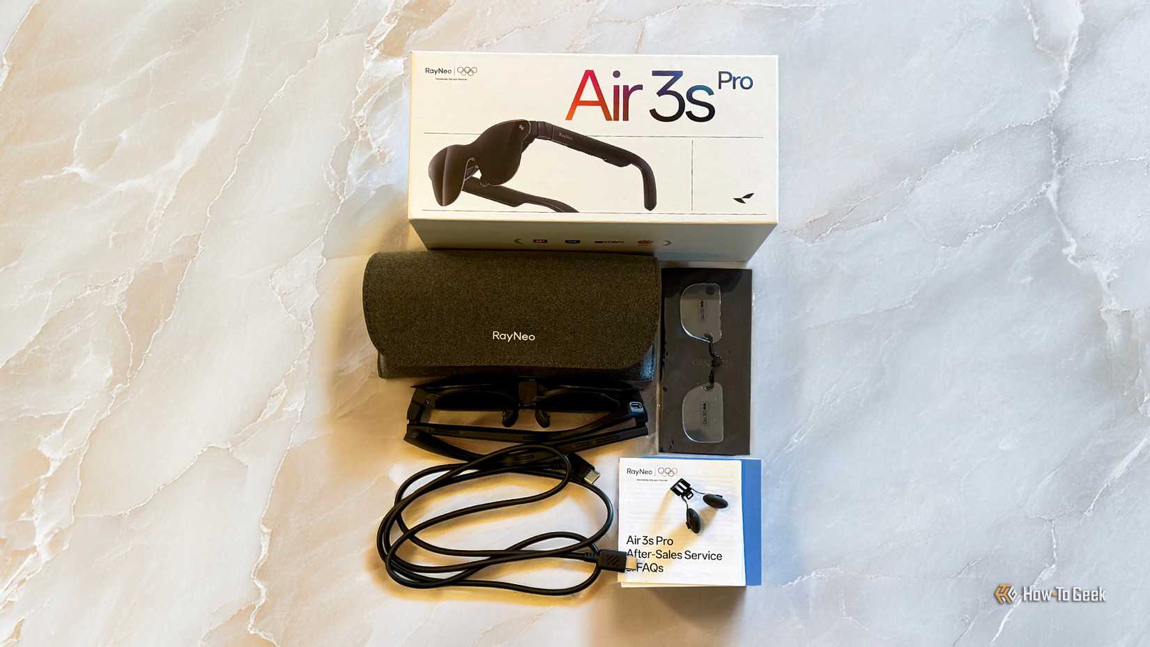 RayNeo Air 3s Pro package contents.