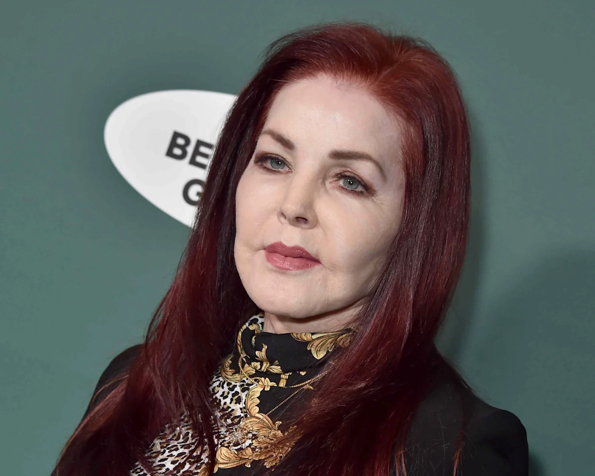 Priscilla Presley Models With Lookalike Twin Granddaughters in Rare Joint Appearance
