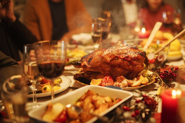 A hearty Christmas dinner with turkey and stuffing