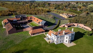 The Blyth Barn estate in Huntingfield, Suffolk, which has enraged locals who say their lives are being blighted by noise and 'half-naked party-goers roaming the streets