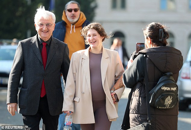 Culley and her lawyer Malkhaz Salakaia were all smiles after she was released from prison