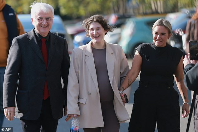 Culley, her mother, Lyanne, and her lawyer, Malkhlaz Salakaia, seen laughing following her release. In May, Culley  was arrested at Tbilisi airport and accused of attempting to smuggle 12kg of marijuana and 2kg of hashish into Georgia