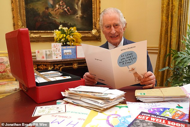 King Charles reads cards and messages sent by well-wishers following his cancer diagnosis