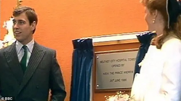 In 2022, a plaque at Belfast City Hospital that was unveiled by Andrew was removed without permission, sparking an investigation by health officials. Pictured: Andrew unveiling plaque at the official opening of the Belfast City Hospital