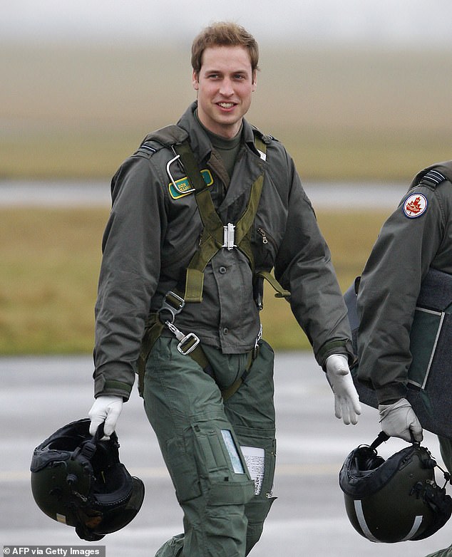 He completed his training as a helicopter pilot in the RAF Search and Rescue Force back in 2010, later flying an air ambulance two years before stepping down to take on more royal roles on behalf of Queen Elizabeth. Pictured in 2008
