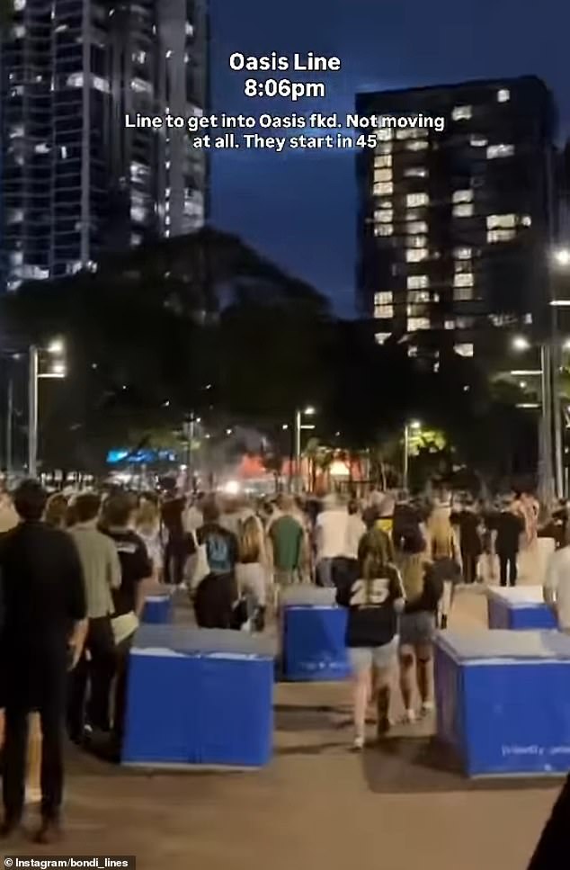 A clip shared to Instagram just moments before the concert saw thousands of fans stuck in a line outside Accor Stadium with only 45 minutes until the main act hit the stage
