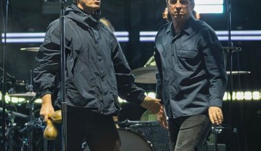 Oasis kicked off the Sydney leg of its Australia tour on Friday night to a crowd of screaming fans, but some were left fuming before they even made it into the stadium. Pictured: brothers Liam (left), 53, and Noel Gallagher (right), 58