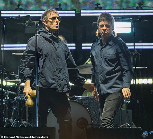 Oasis kicked off the Sydney leg of its Australia tour on Friday night to a crowd of screaming fans, but some were left fuming before they even made it into the stadium. Pictured: brothers Liam (left), 53, and Noel Gallagher (right), 58