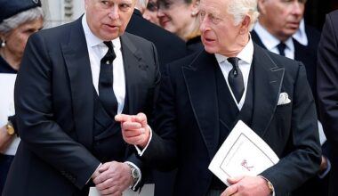 Andrew and King Charles at the Duchess of Kent's funeral in September