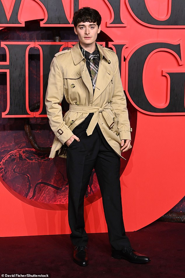 Finn, 22, who plays Mike Wheeler in the Netflix series, opted for an all-black ensemble and shielded his eyes with sunglasses