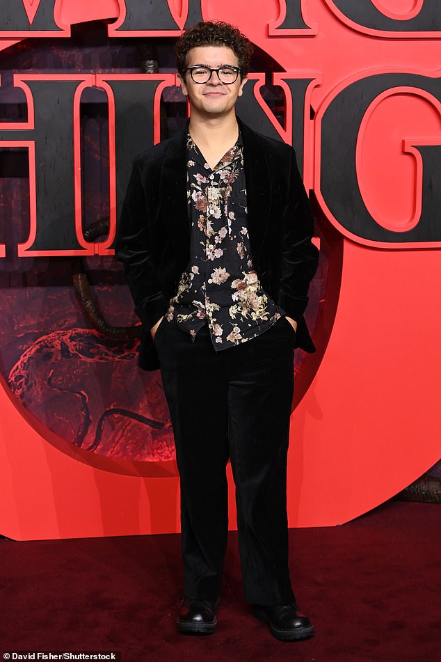 Gaten Matarazzo wore a floral shirt for the event