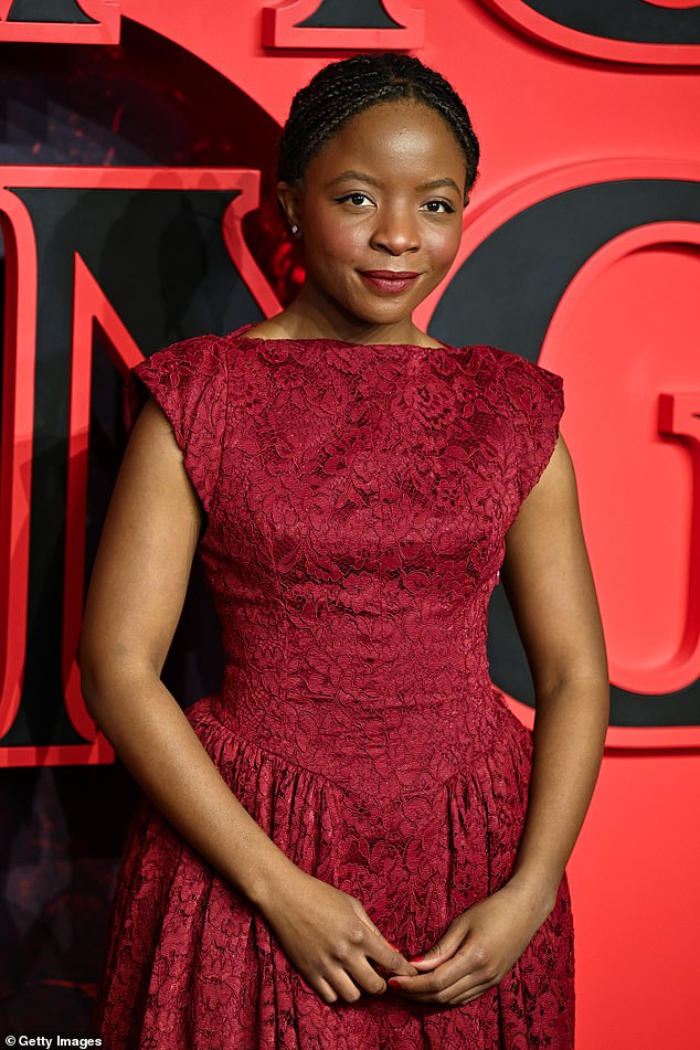 Miranda Mufema looked chic in a red lace dress