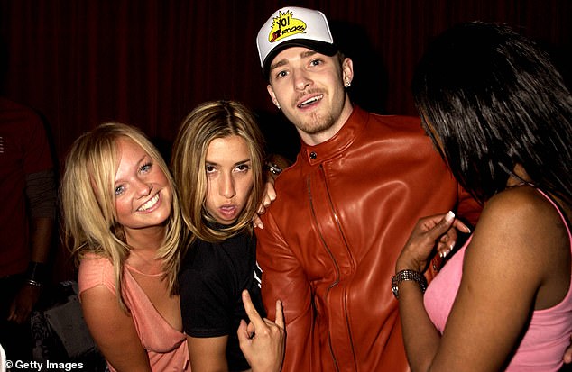 Emma Bunton pictured with Melanie back in 2003, alongside Justin Timberlake and Shaznay Lewis