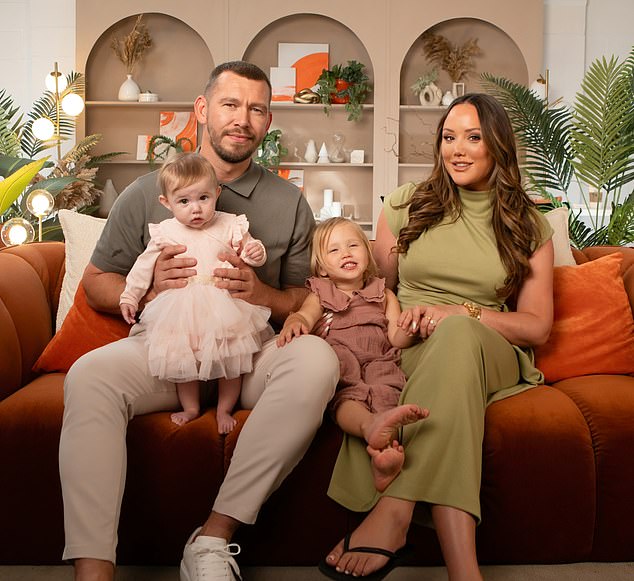 Charlotte Crosby with her partner, Jake Ankers, and their two daughters, Pixi and Alba
