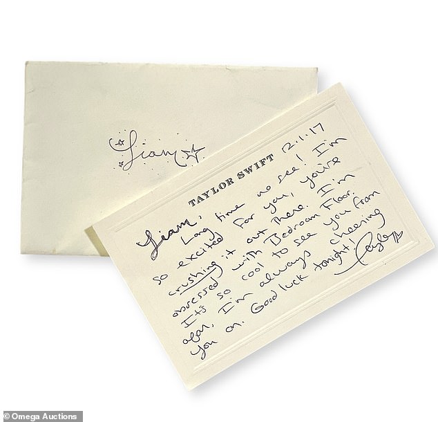 Written on Swift¿s personalized card stock and sealed with her iconic TS wax stamp, the message was addressed simply to 'Liam' and cheered him on during his early solo career after One Direction 's hiatus