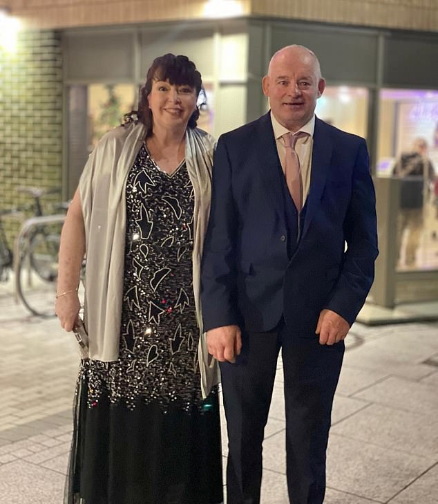 Mark and Caroline Peaty at the engagement party of Holly and Adam