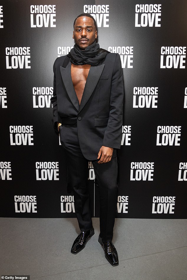 Doctor Who star Ncuti Gatwa, 33, turned heads as he went shirtless under a sleek black suit