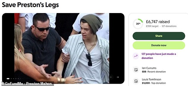 The bodyguard set up a GoFundMe to help to raise money to pay for a surgery to clear blocked arteries in both of his legs