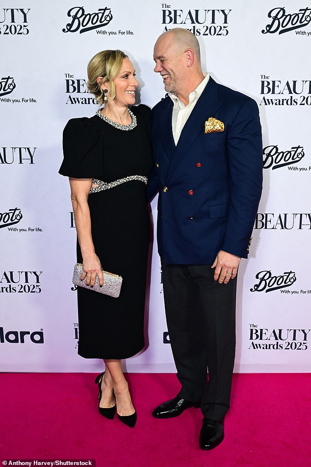 Zara, who is the daughter of Princess Anne, looked glamorous in a black midi dress which featured a silver dazzling neckline and matching waistband