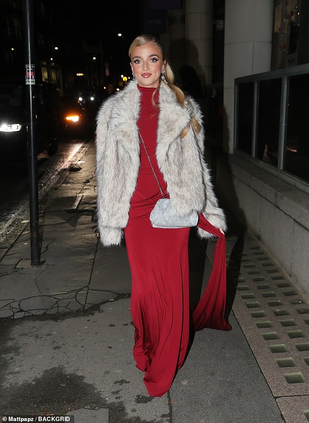 Princess wrapped up as she departed wearing a fur coat