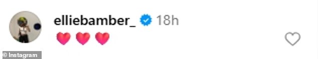 The handsome star captioned the snap with a white love heart emoji, while Ellie commented with three red ones