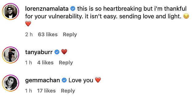 Douglas was inundated with support from friends and well wishers including Pixie Lott and Keegan