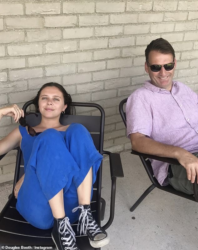 Among the photos was a picture of Douglas' wife, actress Bel Powley (pictured), spending time with his father