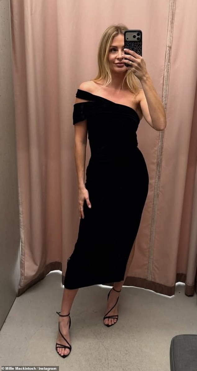 Another snap showed Millie trying on a chic figure-hugging cocktail dress